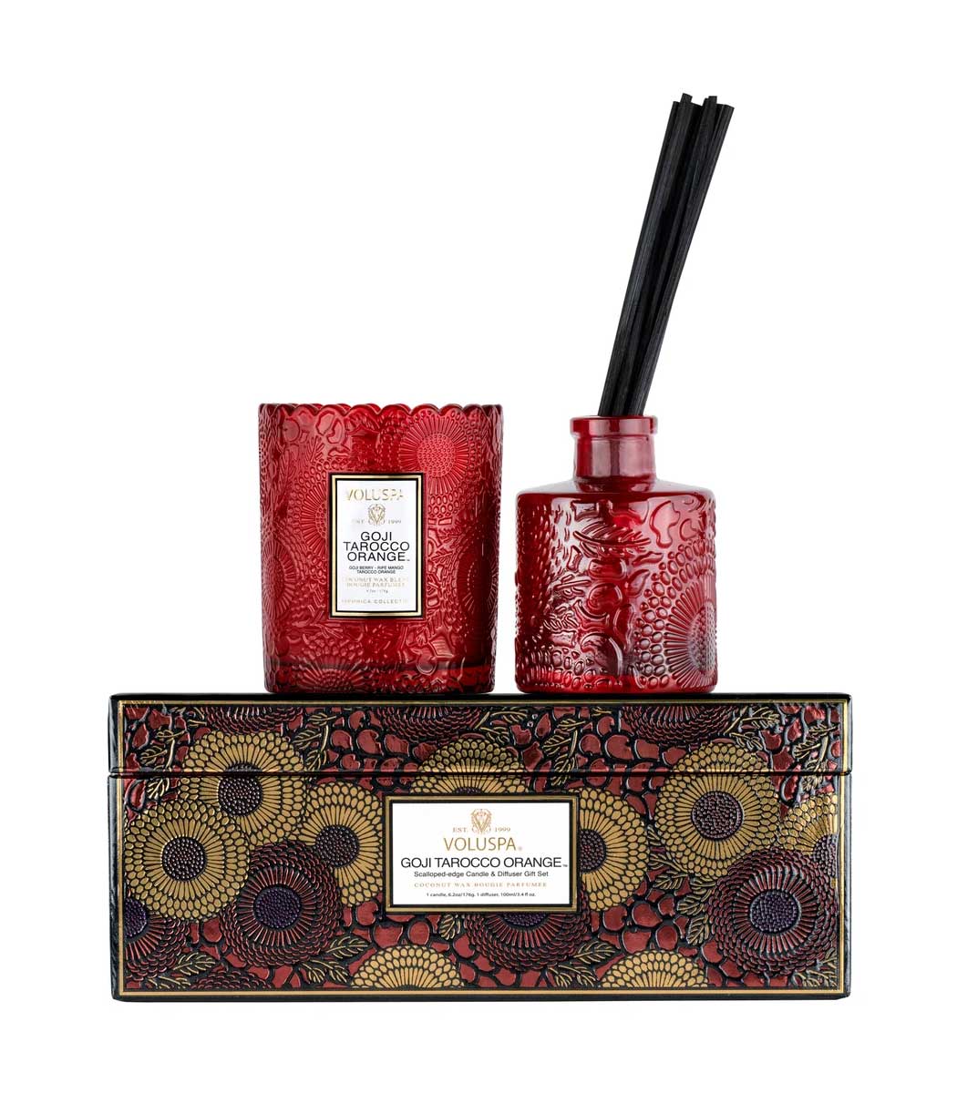 1807607.0 - Goji Tarocco Orange Scalloped Candle + Reed Diffuser Gift Set Goji Tarocco Orange Scalloped Candle + Reed Diffuser Gift Set - Image 1